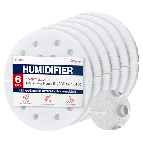 BONECO A451 Anti-Mineral Pads For Steam Humidifiers – 6-Pack, Reduces Calcification For S200, S250, S450 Models