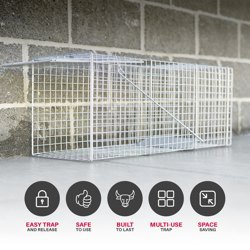 LifeSupplyUSA 2pc Animal Traps (32"x10"x12" & 24"x7"x7") for Cats, Racoons, Gophers, Possums, Skunks, Beavers and Other Similar Sized Animals. Easy Trap Catch & Release cage with 1-Door