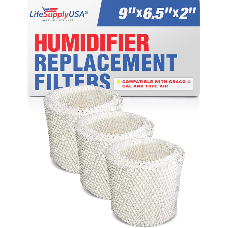 LifeSupplyUSA Humidifier Filter Replacement Compatible with Graco 4 Gallon 2H02, 2H03 and Hamilton Beach TrueAir 05520, 05521, 05920 (3-Pack)