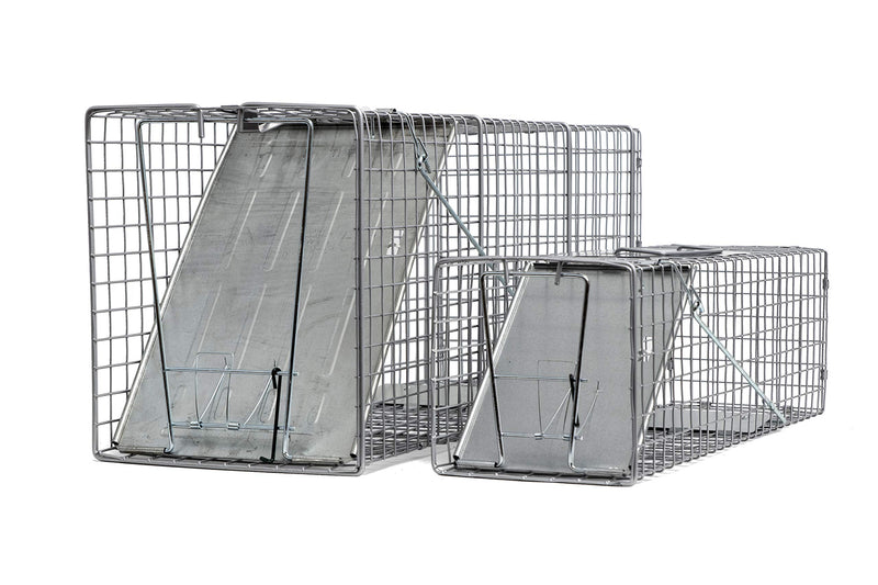 LifeSupplyUSA 2pc Animal Traps (32"x10"x12" & 24"x7"x7") for Cats, Racoons, Gophers, Possums, Skunks, Beavers and Other Similar Sized Animals. Easy Trap Catch & Release cage with 1-Door
