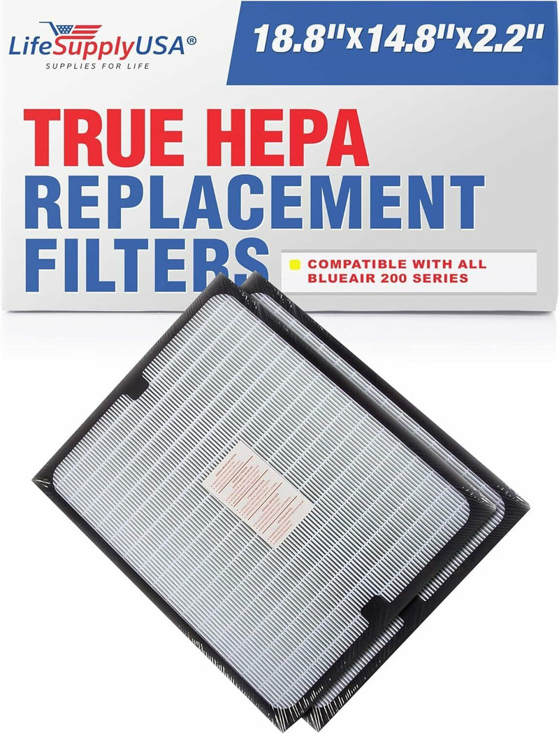 True HEPA Air Cleaner Filter Replacement Compatible with Blueair 200 SmokeStop 201, 203, 215B, 250E, 270E, and 303 Air Cleaners by LifeSupplyUSA (3 Pack)