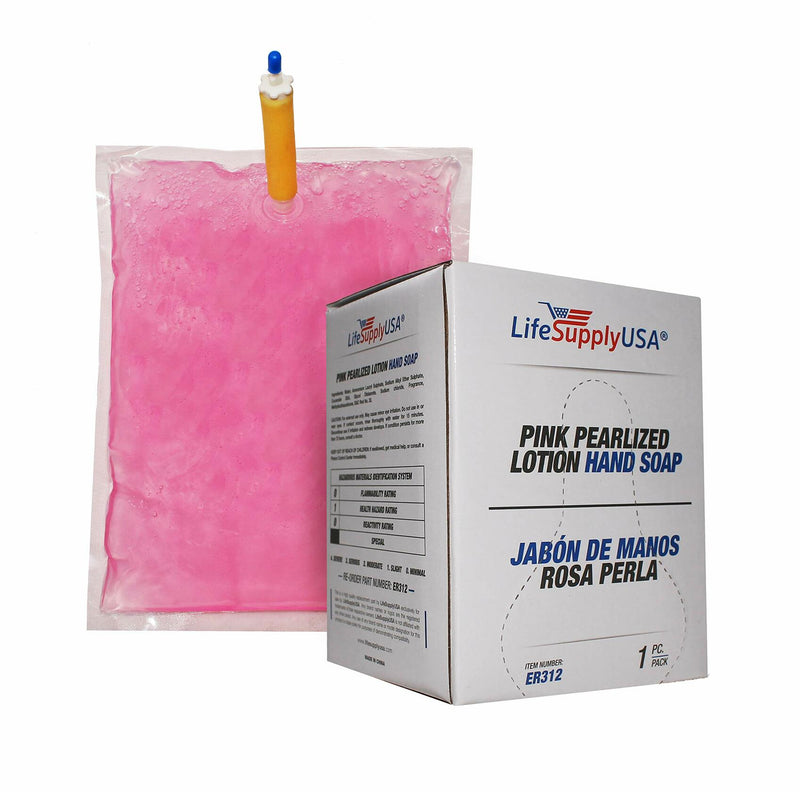 LifeSupplyUSA Case of 48 Pink Pearlized Liquid Lotion Hand Wash Soap 800-ml Dispenser - Refill Pouch Bags