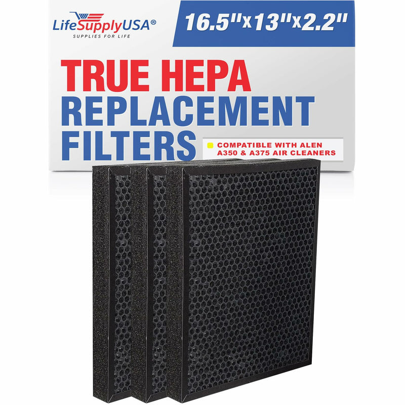 True HEPA Air Cleaner Filter Replacement Compatible with Alen BF25A HEPA-Pure HEPA-Fresh A350, A375 Air Cleaner by LifeSupplyUSA (3-Pack)