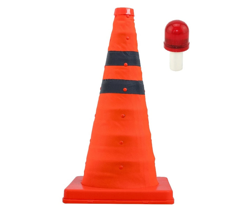 2PK Collapsible 18" Inch Reflective Multi Purpose Pop Up Road Safety Extendable Traffic Cone with LED Light Lamp Topper-Traffic Cones- LifeSupplyUSA