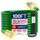 Outdoor/Indoor Extension Cord Heavy Duty 3 Prong SJTW, Waterproof, ETL Listed Flexible Cold-Resistant Long Power Cord by LifeSupplyUSA