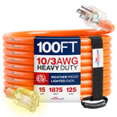 Outdoor/Indoor Extension Cord Heavy Duty 3 Prong SJTW, Waterproof, ETL Listed Flexible Cold-Resistant Long Power Cord by LifeSupplyUSA
