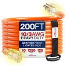 Outdoor/Indoor Extension Cord Heavy Duty 3 Prong SJTW, Waterproof, Flexible Cold-Resistant Long Power Cord by LifeSupplyUSA