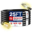 Outdoor/Indoor Extension Cord Heavy Duty 3 Prong SJTW, Waterproof, ETL Listed Flexible Cold-Resistant Long Power Cord by LifeSupplyUSA