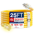 Outdoor/Indoor Extension Cord Heavy Duty 3 Prong SJTW, Waterproof, ETL Listed Flexible Cold-Resistant Long Power Cord by LifeSupplyUSA
