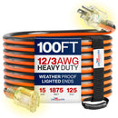 Outdoor/Indoor Extension Cord Heavy Duty 3 Prong SJTW, Waterproof, Flexible Cold-Resistant Long Power Cord by LifeSupplyUSA