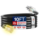 Outdoor/Indoor Extension Cord Heavy Duty 3 Prong SJTW, Waterproof, ETL Listed Flexible Cold-Resistant Long Power Cord by LifeSupplyUSA