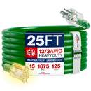 Outdoor/Indoor Extension Cord Heavy Duty 3 Prong SJTW, Waterproof, ETL Listed Flexible Cold-Resistant Long Power Cord by LifeSupplyUSA