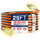 Outdoor/Indoor Extension Cord Heavy Duty 3 Prong SJTW, Waterproof, Flexible Cold-Resistant Long Power Cord by LifeSupplyUSA