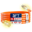 Outdoor/Indoor Extension Cord Heavy Duty 3 Prong SJTW, Waterproof, ETL Listed Flexible Cold-Resistant Long Power Cord by LifeSupplyUSA