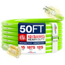 Outdoor/Indoor Extension Cord Heavy Duty 3 Prong SJTW, Waterproof, ETL Listed Flexible Cold-Resistant Long Power Cord by LifeSupplyUSA