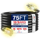 Outdoor/Indoor Extension Cord Heavy Duty 3 Prong SJTW, Waterproof, Flexible Cold-Resistant Long Power Cord by LifeSupplyUSA
