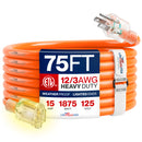 Outdoor/Indoor Extension Cord Heavy Duty 3 Prong SJTW, Waterproof, ETL Listed Flexible Cold-Resistant Long Power Cord by LifeSupplyUSA