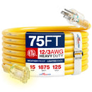 Outdoor/Indoor Extension Cord Heavy Duty 3 Prong SJTW, Waterproof, ETL Listed Flexible Cold-Resistant Long Power Cord by LifeSupplyUSA