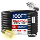 Outdoor/Indoor Extension Cord Heavy Duty 3 Prong SJTW, Waterproof, ETL Listed Flexible Cold-Resistant Long Power Cord by LifeSupplyUSA