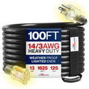 Outdoor/Indoor Extension Cord Heavy Duty 3 Prong SJTW, Waterproof, Flexible Cold-Resistant Long Power Cord by LifeSupplyUSA