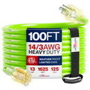 Outdoor/Indoor Extension Cord Heavy Duty 3 Prong SJTW, Waterproof, ETL Listed Flexible Cold-Resistant Long Power Cord by LifeSupplyUSA