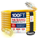 Outdoor/Indoor Extension Cord Heavy Duty 3 Prong SJTW, Waterproof, ETL Listed Flexible Cold-Resistant Long Power Cord by LifeSupplyUSA