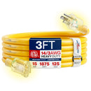 Outdoor/Indoor Extension Cord Heavy Duty 3 Prong SJTW, Waterproof, ETL Listed Flexible Cold-Resistant Long Power Cord by LifeSupplyUSA