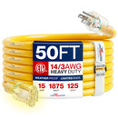 Outdoor/Indoor Extension Cord Heavy Duty 3 Prong SJTW, Waterproof, ETL Listed Flexible Cold-Resistant Long Power Cord by LifeSupplyUSA
