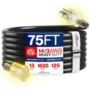 Outdoor/Indoor Extension Cord Heavy Duty 3 Prong SJTW, Waterproof, ETL Listed Flexible Cold-Resistant Long Power Cord by LifeSupplyUSA