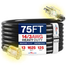 Outdoor/Indoor Extension Cord Heavy Duty 3 Prong SJTW, Waterproof, Flexible Cold-Resistant Long Power Cord by LifeSupplyUSA