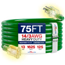 Outdoor/Indoor Extension Cord Heavy Duty 3 Prong SJTW, Waterproof, Flexible Cold-Resistant Long Power Cord by LifeSupplyUSA