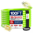Outdoor/Indoor Extension Cord Heavy Duty 3 Prong SJTW, Waterproof, ETL Listed Flexible Cold-Resistant Long Power Cord by LifeSupplyUSA