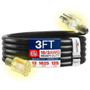 Outdoor/Indoor Extension Cord Heavy Duty 3 Prong SJTW, Waterproof, ETL Listed Flexible Cold-Resistant Long Power Cord by LifeSupplyUSA