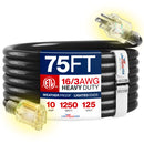 Outdoor/Indoor Extension Cord Heavy Duty 3 Prong SJTW, Waterproof, ETL Listed Flexible Cold-Resistant Long Power Cord by LifeSupplyUSA
