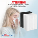 LifeSupplyUSA Complete Replacement Filter Set (2 True HEPA Air Cleaner Replacement Filter + 4 Carbon Filters) Compatible with Coway AP-1216L Air Purifiers - 1-Pack