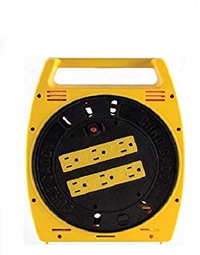 25ft Cable Reel 6-Outlet Retractable Extension Cord Reel Heavy Duty 16/3 Cable 13 AMP, 125 Volt, 1625 Watt by LifeSupplyUSA