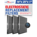 LifeSupplyUSA 16x25x1 Electrostatic Air Filter, MERV 8, Washable, Reusable Furnace AC/HVAC Filter, Energy Saving, Easy to Clean, Long-Lasting (3-Pack) - 3-Pack,16" x 25" x 1"