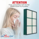 LifeSupplyUSA True HEPA Filter Replacement Compatible with Hunter 30936 QuietFlo 30058 30085 30090 30095 30105 30117 30119 30130 36095 36117 36127 37090 30999 Air Purifier