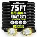 Outdoor/Indoor Extension Cord Heavy Duty 3 Prong SJTW, Waterproof, ETL Listed Flexible Cold-Resistant Long Power Cord by LifeSupplyUSA