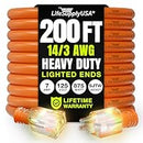 Outdoor/Indoor Extension Cord Heavy Duty 3 Prong SJTW, Waterproof, Flexible Cold-Resistant Long Power Cord by LifeSupplyUSA