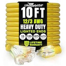 Outdoor/Indoor Extension Cord 3-Outlet Heavy Duty 3 Prong SJTW, Waterproof, Flexible Cold-Resistant Long Power Cord by LifeSupplyUSA