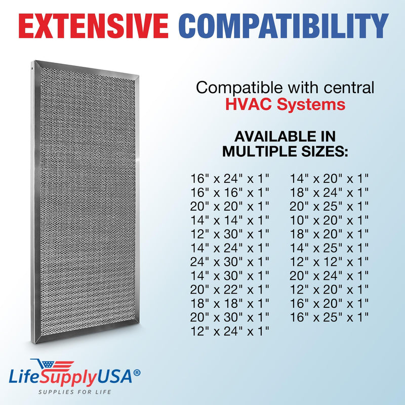 LifeSupplyUSA 14x30x1 Electrostatic Air Filter, MERV 8, Washable, Reusable Furnace AC/HVAC Filter, Energy Saving, Easy to Clean, Long-Lasting - 1-Pack,14" x 30" x 1"