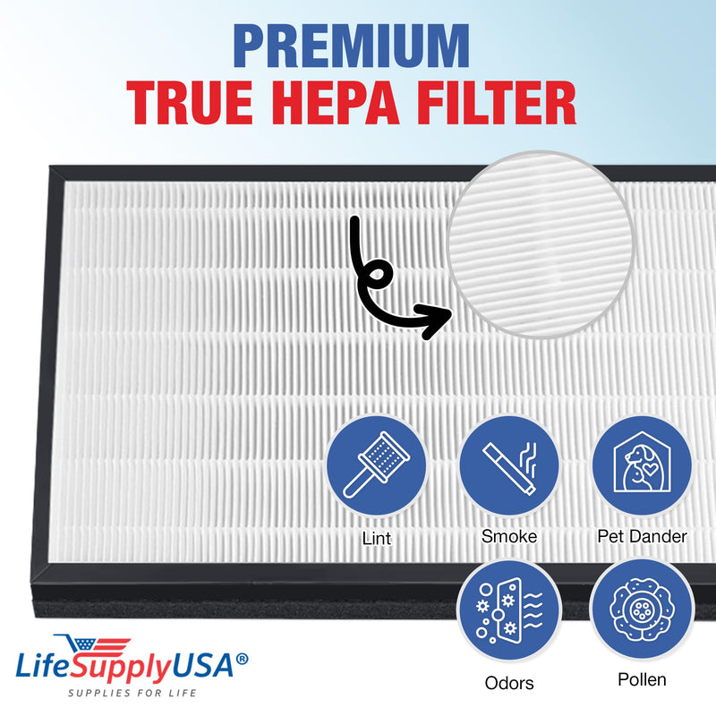 LifeSupplyUSA True HEPA Filter Replacement Compatible with Envion AllergyPro AP450 Air Purifier - 1-Pack