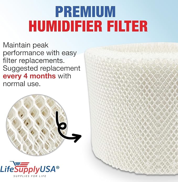 LifeSupplyUSA Humidifier Filter Replacement Wick Filter D Compatible with Holmes Sunbeam Honeywell Westinghouse Bionaire Series Humidifiers Part HWF75 (2-Pack)