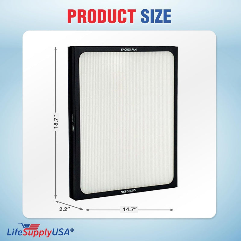 LifeSupplyUSA Air Purifier Replacement Filter - True HEPA Filters Compatible with Blueair 200, 300 Series Air Purifiers (2-Pack)