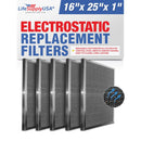 LifeSupplyUSA 16x25x1 Electrostatic Air Filter, MERV 8, Washable, Reusable Furnace AC/HVAC Filter, Energy Saving, Easy to Clean, Long-Lasting (5-Pack) - 5-Pack,16" x 25" x 1"