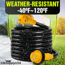 30ft RV Extension Cord 30 AMP (TT-30P/L5-30R) with Twist-Lock Connector and Grip Handle, Hook and Loop Strap - STW 10/3 AWG 125 Volt - Heavy Duty - by LifeSupplyUSA - TT-30P/L5-30R,30 FT