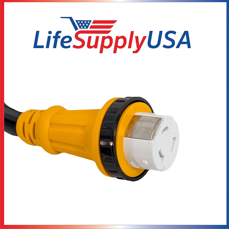 50ft RV Cord 50 AMP (14-50P/SS2-50R) with 4-Prong Male and Grip Handle and Female Twist-Lock Connector - 6/3 AWG + 8/1 AWG 125V STW ETL - by LifeSupplyUSA (5 Pack)