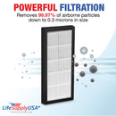 LifeSupplyUSA 2-in-1 True HEPA Air Cleaner Replacement Filter + Activated Carbon Charcoal Compatible with Hunter F1702HE/21 HT1702 10200 Air Purifiers