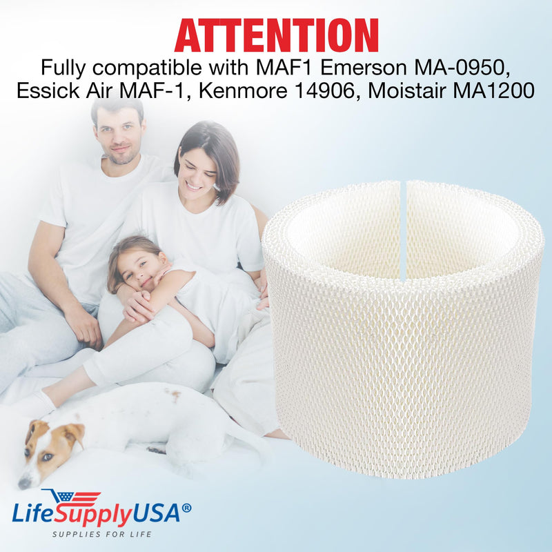 LifeSupplyUSA Humidifier Filter Replacement Compatible with MAF1 Emerson MA-0950, Essick Air MAF-1, Kenmore 14906, Moistair MA1200 (3-Pack)